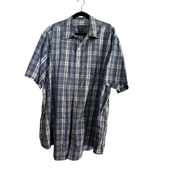 Brooks Brother Men's Blue White Plaid Print Short Sleeves Button Down Shirt 3XLT - Picture 3 of 6